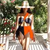 Kvinnors badkläder Hirigin Bikini Beach Tvådelat lapptäcke Färg som matchar av axel topp ihålig bandage byxor sexiga semester avslappnade simmar