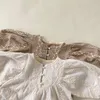 Hibobi Lace Princess Toddler Romper Höst Retro Född Baby Tjej Kläder Bomull Vår Solid Blom Infant Spind 220426