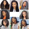 nxy wigs v u part wig humer hair no leae out kinky straight for women 180 glue yaki wig2207011044113