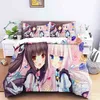 Nekopara sängkläder set 3d tryck sexig tjej duvet täcker tecknad anime säng singel drottning king kudde hett heta anpassade anpassade