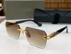 Rimless Square Sunglasses Gold Grey Shaded Glasses Fashion French Sunglasses Summer Eyewere with Box