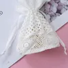 Gift Wrap 10x14cm White Hollow Lace Bag 6 To 24pcs Cotton Linen Jewelry Storage Round Bottom Milk Silk Creative Bundle Pocket WeddingGift