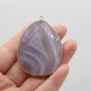 Pendentif Colliers 40x55mm Pierre Naturelle Gris Agate Ovale Or Fabrication de Bijoux DIY Collier Boucle D'oreille Accessoires Guérison Gemmes Charme Cadeau DecorPe