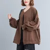 Women's Jackets Big Size Women Coat Cotton 2022 Autumn Winter Loose Bat Sleeve Thin Cardigan Solid Color Korean Fashion Outerwear