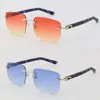 Großhandelsverkaufende marmorblaue Plank-Randlose Sonnenbrille 8300816 Goggle Ornamentale Sonnenbrille Klassische Piloten-Metallrahmen Einfache Freizeitbrille Größe: 54