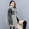 Vestes Femmes Coréen Effiloché Burr Cowboy Patchwork Faux Femmes Denim Veste 2022 Hiver Casual Femelle Lavé Gris Épais Chaud Jeans Extérieur