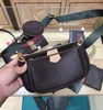 Mulheres Bolsa Crossbody Favorita 3 Peças Híbridas Multi Pockets Vintag Mini Bolsas de ombro Cartes Oxidando Bolsas de Couro 5 Cores Correia Corrente de Ouro