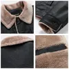 Autumn Winter Fleece Warm Breasted Pu Leather Jacket Men Casual Fashion Collar Jacket Coat Men Fashion Windproof Jacket Men 220816