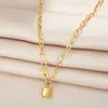 Pendentif Colliers 316LStainless Steel Lock Catch Collier pour femmes Gold Color Metal Chunky Heavy Duty Chain ChainPendentif