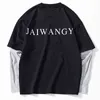 Fashion Men Lange mouw T-shirt Spring zomer dunne mode casual katoen heren bodem shirt 2022 nep tweedelig mannelijke pullover l220704