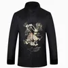 Men's Jackets Men's Male Satin Outwear Chinese Style Embroidery Dragon Jacket Men Double Breasted Coat Chaquetas HombreMen's