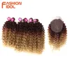 Fashion Idol Afro Kinky Curly Hair Extensions da 16-10 pollici di bundle di capelli sintetici in pizzo con chiusura Weave False Hair 2106152579505