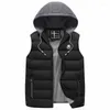 ネンズノースリーブジャケット冬のファッションフード付きカジュアルコートオスの綿パッドのベストメンはチョッキ3xlギン22を厚くします