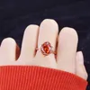 Anéis de casamento românticos rosa flor rosa tamanho ajustável incrustação vermelha cúbica zircon moda duas cores anel para mulheres estéticas jóias weddingwedding