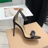 haut niveau Gianvito Rossi strass décorer des sandales 10.5cm Chaussures habillées de banquet pour les femmes designer de luxe Sandales sangle de pied à talons Chaussures à glissière arrière