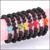 Fios de miçangas pulseiras de joias de jóias de 8 mm de lava preta de lava preto sórcio de bracelete cruzada de óleo essencial difusor de óleo essencial para mulheres