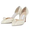 Romantique Mariée Mariage Sacora Sandales Chaussures Femmes Perles Blanches Talons Hauts Marque Designer Lady Pompes Gladiateur Parfait Sandalias Cadeau EU35-43 Avec Boîte