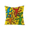 Fronha 45x45cm Keith Throw Cover Harings Colorful Graffiti Art Luxo Almofada Fronha Macia Decoração do Quarto para CasaTravesseiro