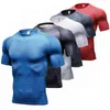 Tシャツを走っている男性屋外クイックドライ通気トレーニングフィットネスTshirt半袖ボディービルジムスポーツシャツジョギングTシャツ220618