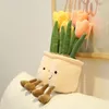 35 cm Livsliknande tulpan saftiga växter plysch fylld dekoration leksak mjuk bokhylla dekor doll pottade blommor kudde för flickor gåva 220531