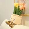 35cm Lifelike Tulip Succulent Plants Plush Stuffed Decoration Toy Soft Bookshelf Decor Doll Potted Flowers Pillow for Girls Gift 220531