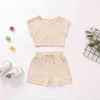 Summer Baby Boy Girl Toins Color Color Cibbed Tracksuit Two Pieces Sans manches Top Gshorts Gshorts Baby sets 0-3y J220711