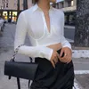 Camicie da donna camicie primaverili di colore a colore solido camicia selvatica a maniche lunghe bottoni con collare slice in fitta per le donne donne streetww