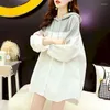 Women's Hoodies & Sweatshirts Fashion Women Stitching Mid-length Hooded Pullover Autumn Trendy Tops Loose Oversized Design Long-sleeved T Sh