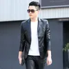 Hommes veste de costume en cuir coupe ajustée manteau court hommes mode cuir Streetwear jolie pochette vestes vêtement d'extérieur pour homme jeune homme