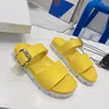 Sapatos de grife feminino sandálias de verão chinelos de couro plataformas de couro de salto deslizantes solteiros de fivela sólida sliders de mulher com caixa