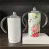 New Sublimation 12oz Straight Sippy Cup Mugs DIY Blank Stainless Steel Vacuum Baby Milk Bottle with Nipple Insulated Tumblers for Newborn