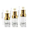 Droper Gold Cap Transparent Glass Pipette Bottle Refillable Compact för parfym Essence Essential Oil Reagent Aromaterapi Pipettes flaskor YF0074