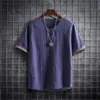 Men's T-Shirts Men's Summer Short Sleeve Loose T-Shirt Ultra-thin Chinese Style Dress Retro Buckle Top T-ShirtMen's