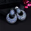 Роскошный французский шарм Big Circle Diamond Sergring Designer для женщины Party Party Full Blue AAA Cubic Циркония Южноамериканская Женщины Silve7038331