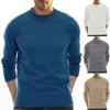 Men Sweater Solid Color Soft ademende anti-pilling slanke fit ronde nek lange mouw gebreide elastische herfst trui mannen kleding l220730