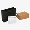 Emballage cadeau 100 pcs/lot petit sac d'emballage en papier Kraft blanc vêtement rose avec poignées sac à provisions noir cadeau