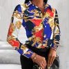 Gedrukt Shirt Dames Lente Elegante Kantoor Dames Blouse Kleding Mode Revers Lange Mouw Knoppen Casual Tops voor Vrouw 220407