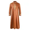 Roupas étnicas bordados robes longos árabes para roupas islâmicas masculinas gola Jubba Thobe Kaftan muçulmano árabe Abaya Dubai vestido tamanho M-3