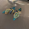 Lampadario pendente Orecchini di diamanti con foglie di cristallo Orecchini di design bohémien di moda