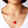 Pendant Necklaces Romantic Valentine's Day Red Heart Necklace Charming Women's Gold Color Clavicle Chain Fashion Wedding Party Jewel