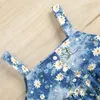 Vestidos de menina 0-2y Baby Girl Dress Floral Print Square Neck Tank sem mangas de verão Princesa da criança doce