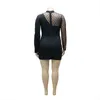 Plus Size Dresses Women Clothing Long Sleeve Fall Clothes Mesh Sexy Lace Dress Elegant Black Tight Dress Wholesale Dropshipping L220601