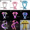 Bunny konijn hoed bewegende oren met LED -licht Korea -stijl schattige babykinderen dierenvorm zachte pluche spring dansend dieren cartoon caps m4180