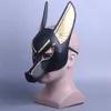 Egyptisk Anubis cosplay ansiktsmask varghuvud Jackal Animal Masquerade Pest Party Halloween Fancy Dress Ball 220812