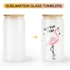 US Stock SubliMation Glass Beer Mugs With Lid Straw 12oz 16oz 25oz Diy Blanks Frosted Clear Can Shaped Tumblers Cups Heat Transfer Cocktail Iced Coffee Soda Glasögon