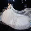 Andra bröllopsklänningar Ezkuntza 2022 Simple Dress Sweep Train Tulle Boat Neck Lace Up Ball Gown Princess Vestido de Noivaother