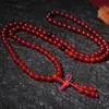 Buddyjska modlitwa medytacyjna z koralikami Mala moda 6 mm czerwona bransoletka karneliana dla dziewcząt LARS22