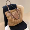 Evening Bags Designer Women Handbag Summer Beach Bag Rattan Woven Handmade Large Capacity Straw Totes Luxury Leather Shoulder BohoEvening