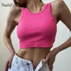 NADAFAIR RIB Knit Green Damski Tank Top Summer Scasual Casual Chuda kamizelki Biało Białe na ramię Y2K Sexy Woman Crop W220409