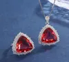 Ruby triangle luxury inlaid ring Necklaces Pendants Chains set